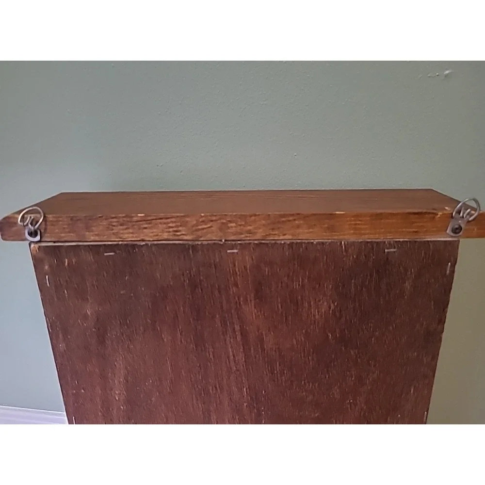 Vintage Framed Hanging Wooden Spice Rack / Medicine Caninet With‎ Towel Rack - Picture 9 of 14